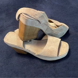 TopShop Beige Swede Platform Heels